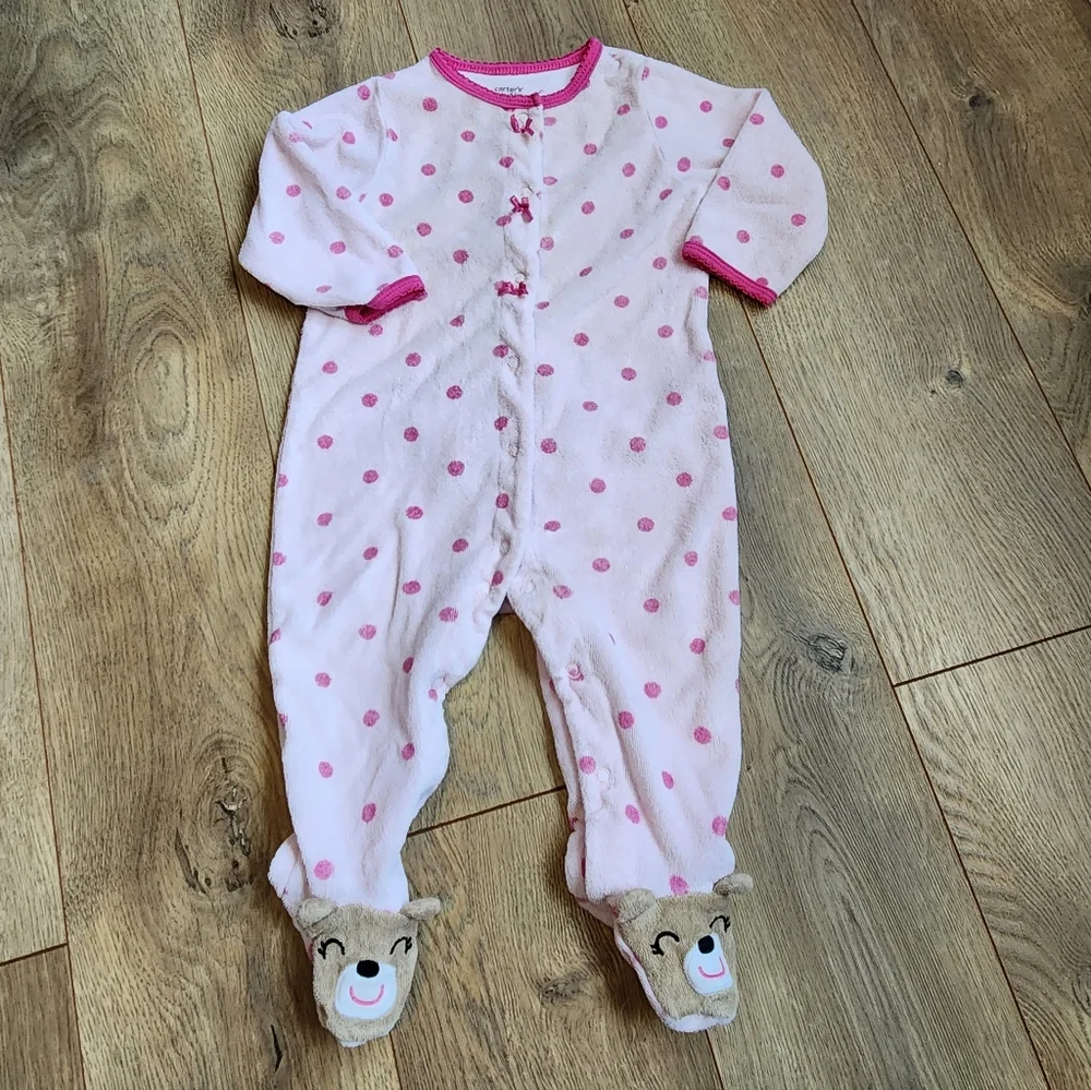Carter's 9m Terry Cloth Bear Footie pjs